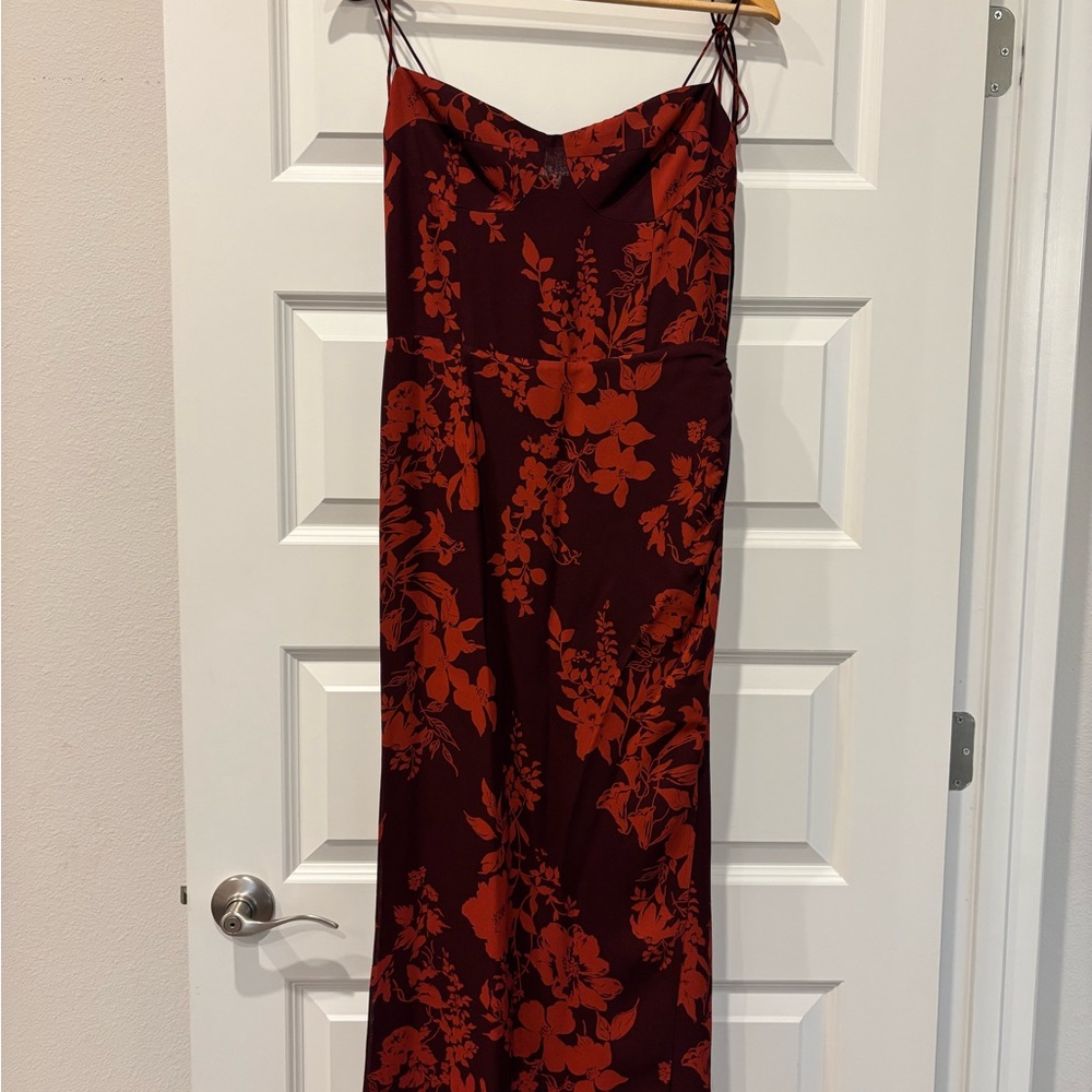 Reformation Burgundy and Red Floral Dress
